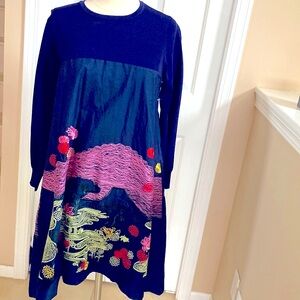 Dress blue embroidered style only one size